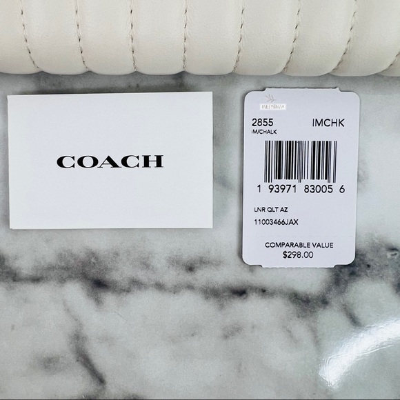 Coach Accordion Zip Wallet With Linear Quilting In Chalk - Picture 6 of 6